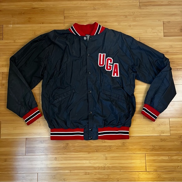 Vintage Jackets & Blazers - VTG Vintage UGA University of Georgia Bulldogs Satin Bomber Varsity Jacket